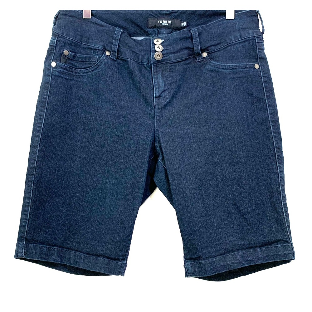 Torrid Denim Stretch Dark Wash Bermuda Shorts